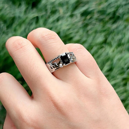 Game Love And Deepspace Sylus Rings Cosplay Black Gemstone Couple Ring Alloy Adjustable Jewelry Accessories Christmas Gift
